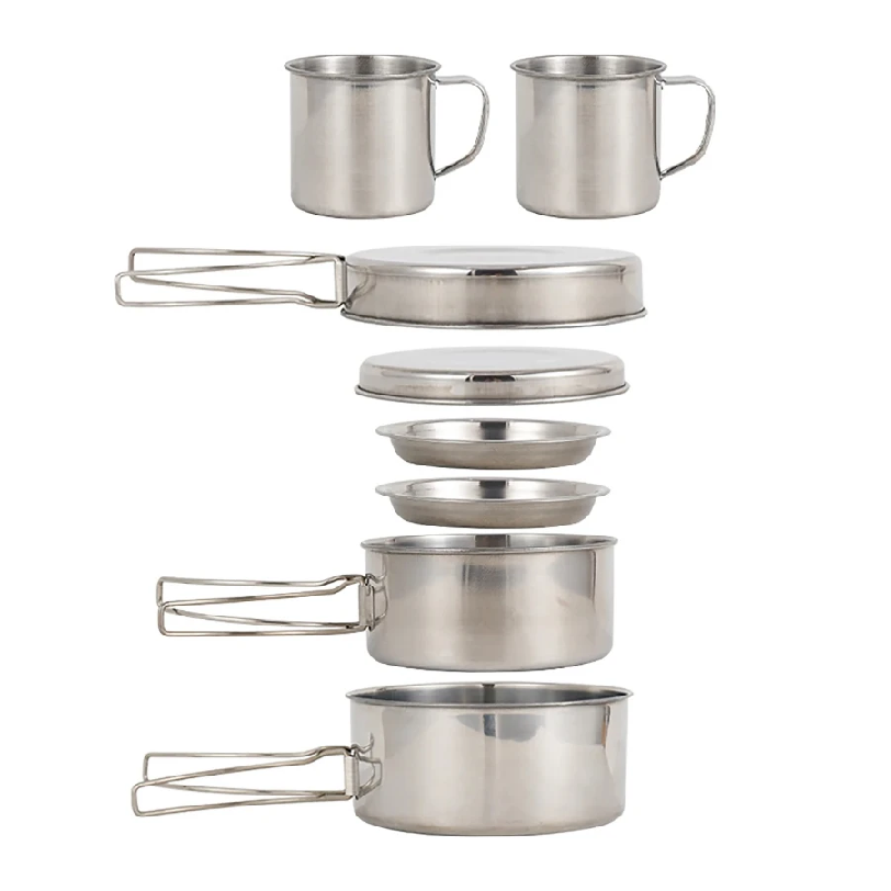 Camping Cooking Plate - 8개/세트 캠핑 조리기구 세트 스테인리스 스틸