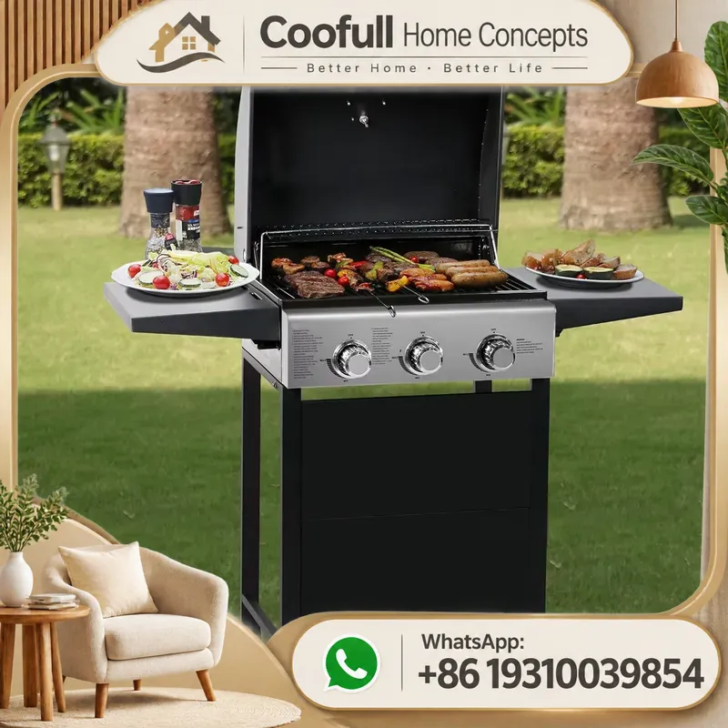 Camping Cooking Table Foldable - 프로판 가스 그릴, 사이드 버너, 접이식