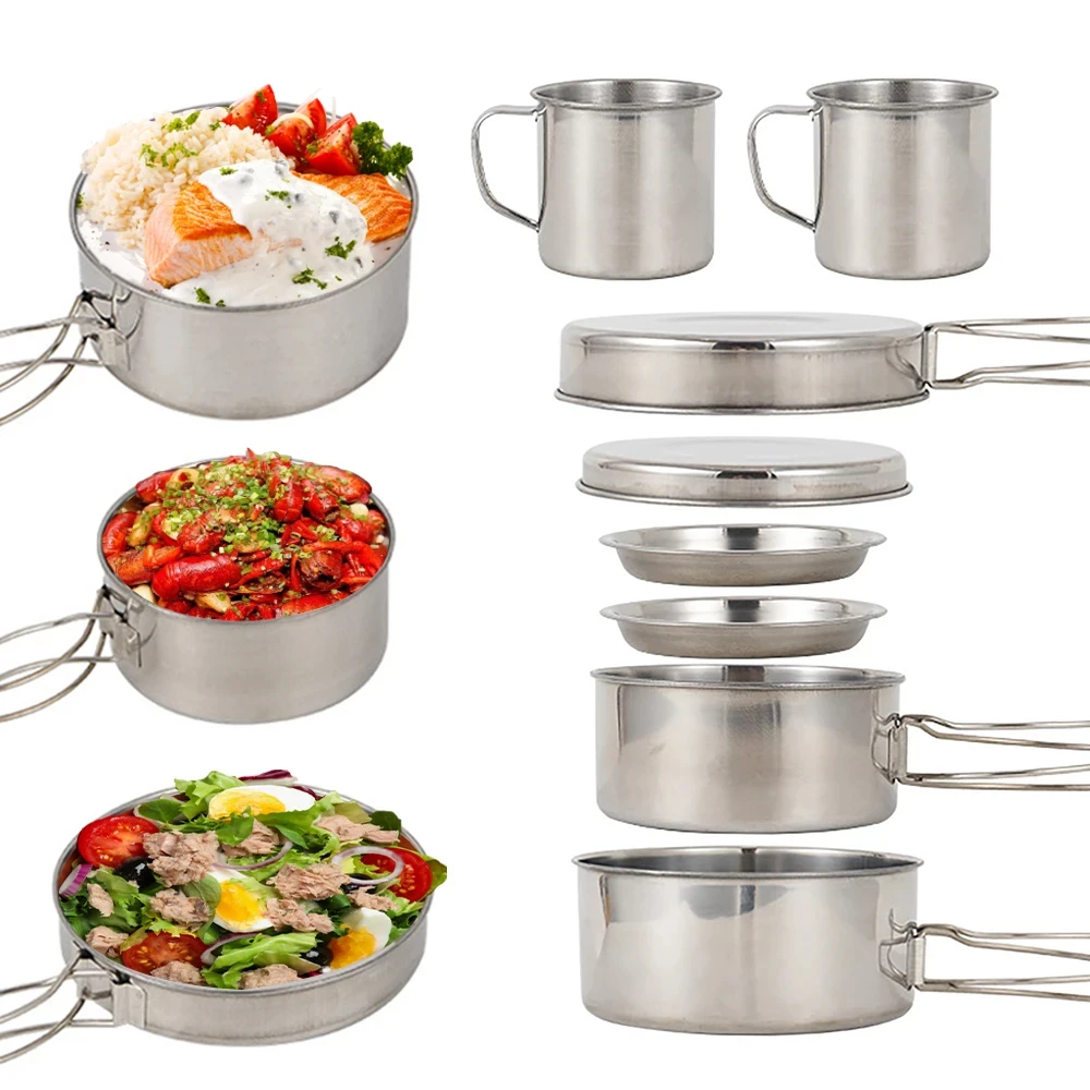 8개/세트 캠핑 조리기구 세트 스테인리스 스틸 요리 냄 - Camping Cooking Plate 리뷰 및 가격