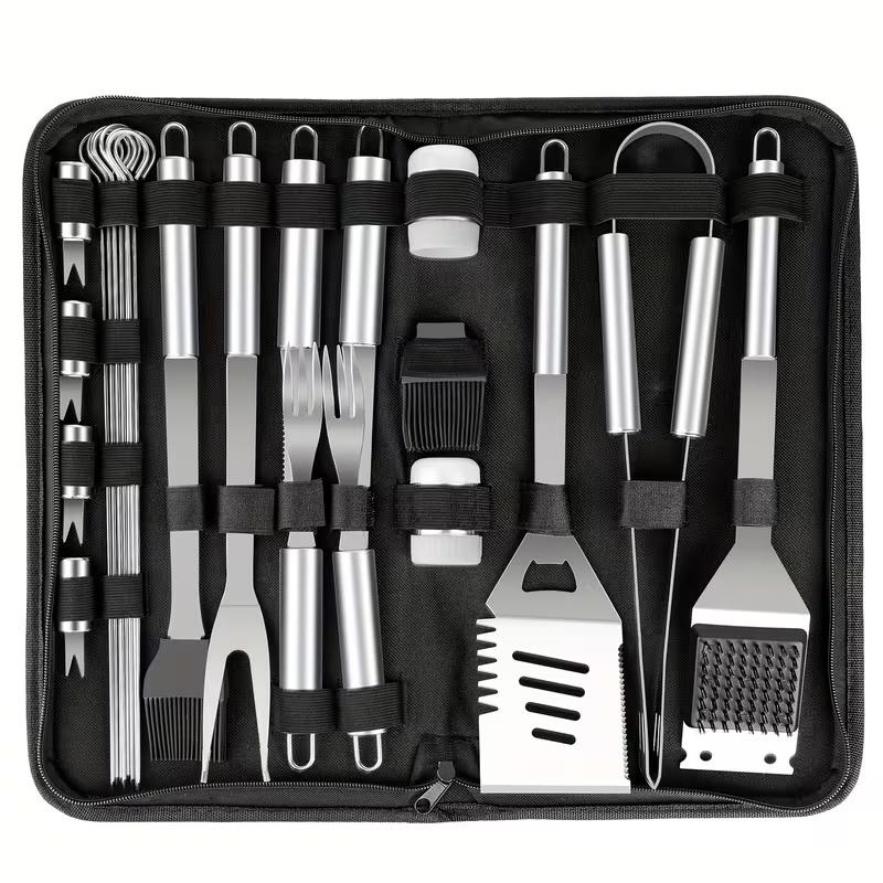 24피스 BBQ 그릴 액세서리 세트, 고강도 바비큐 도 - Camping Cooking Gifts 리뷰 및 가격