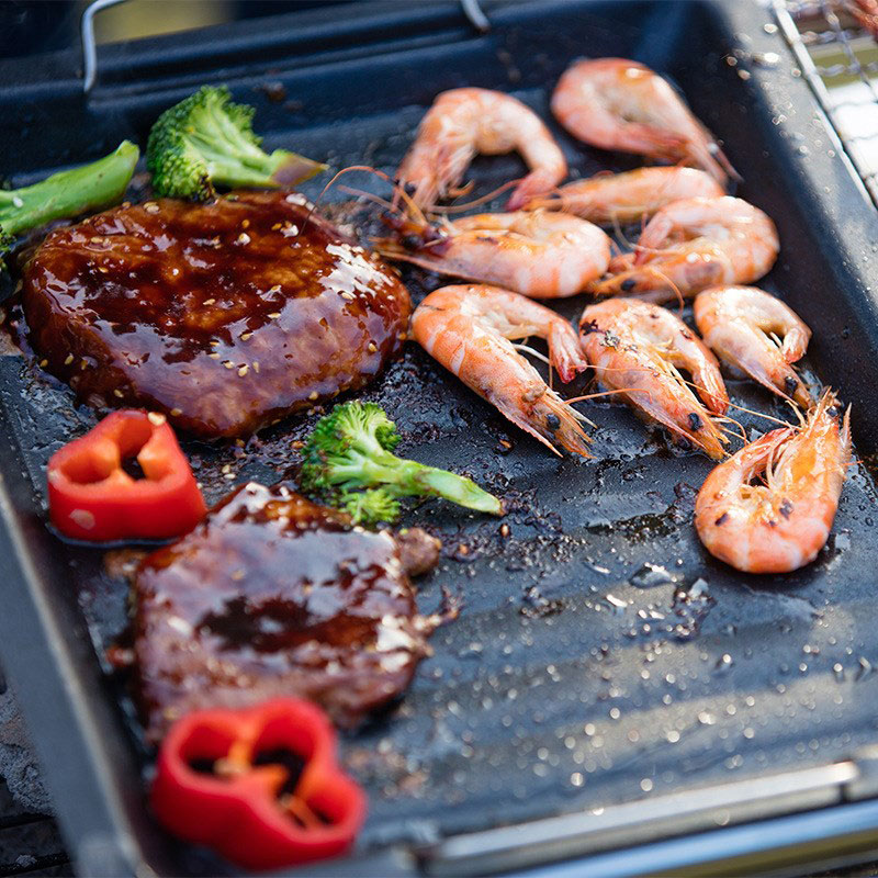 야외용 두꺼운 사각 그릴 팬, 손잡이 두 개, 휴대용  - Camping Cooking Plate 리뷰 및 가격