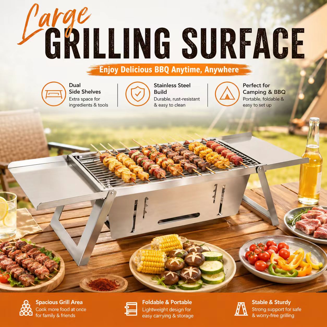 접이식 스테인리스 숯불 바베큐 그릴 휴대용 야외 바베큐 - Camp Grill Portable Folding 리뷰 및 가격